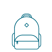 monochrome line drawing of student backpack
