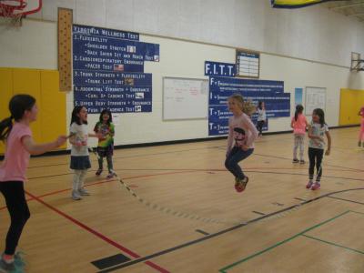Students jumping rope