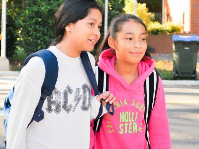 students safely crossing street